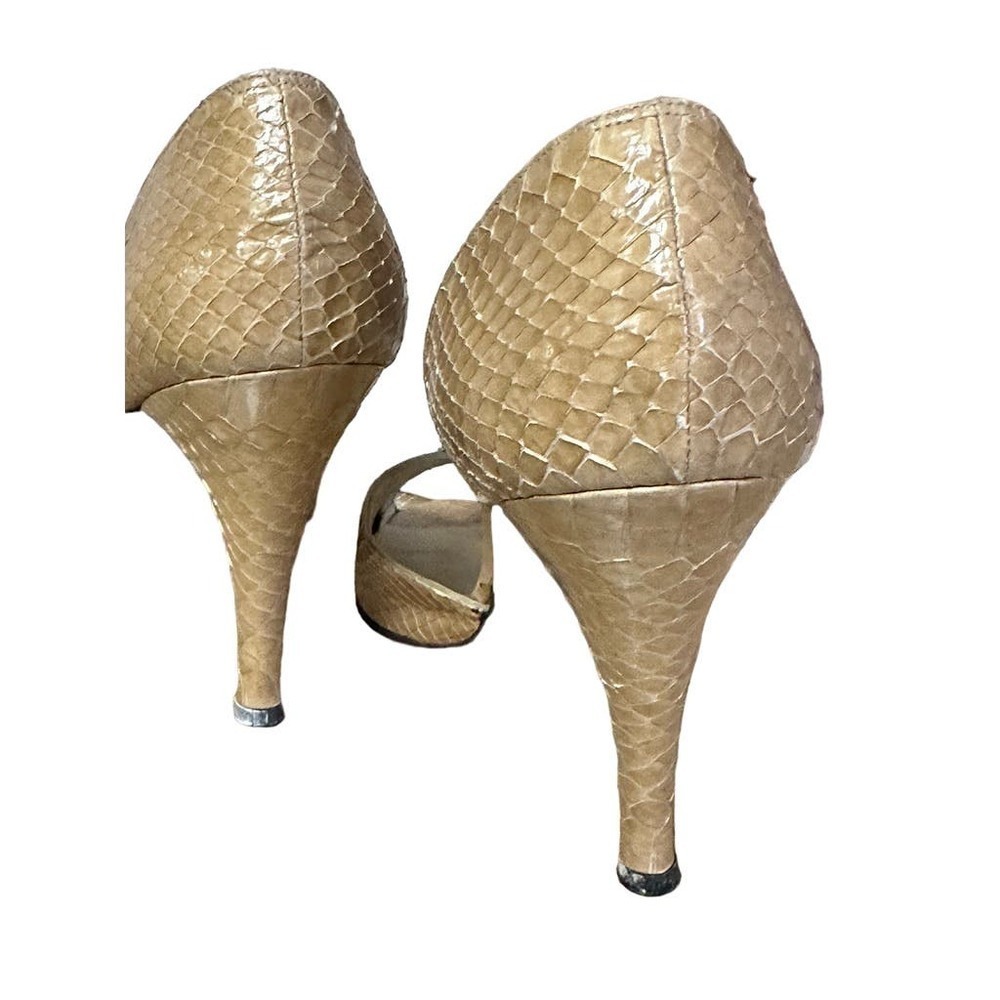VTG Stuart Weitzman/Martinique Bloomingdales Brawn/Tan SnakeSkin peep pump 7.5B - Picture 5 of 6